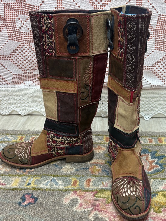 Timberland Shoes - Timberland Limited Edition Patchwork Leather Boots Size 7M Y2K Boho
